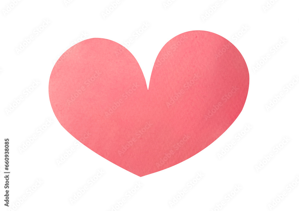 pink neat watercolor heart on a transparent background. Cute clipart hand drawn illustration. Concept - romantic relationship, Love, Valentine's Day, life, art