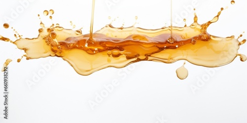 honey spill isolated on white, top view : Generative AI