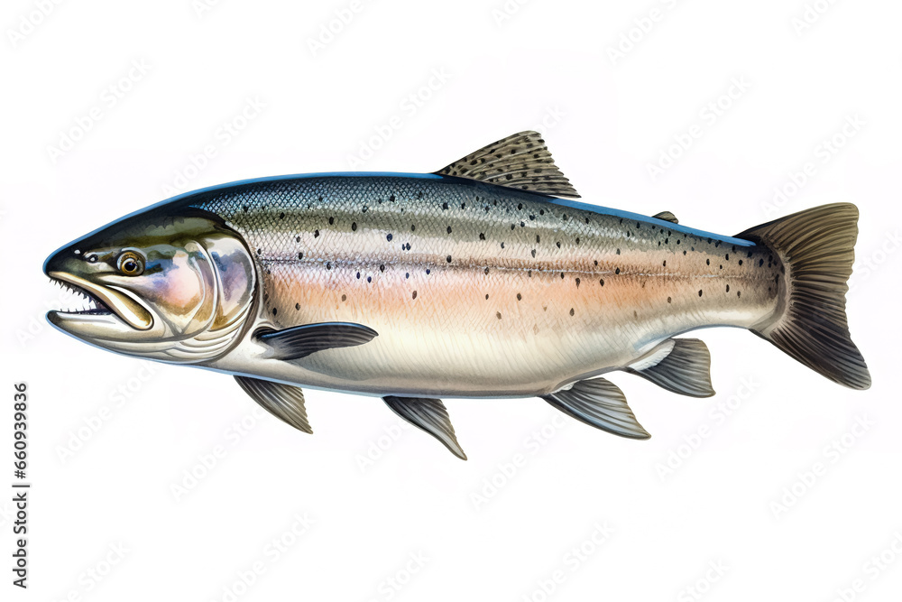Naklejka premium Atlantic salmon fish isolated on a white background.