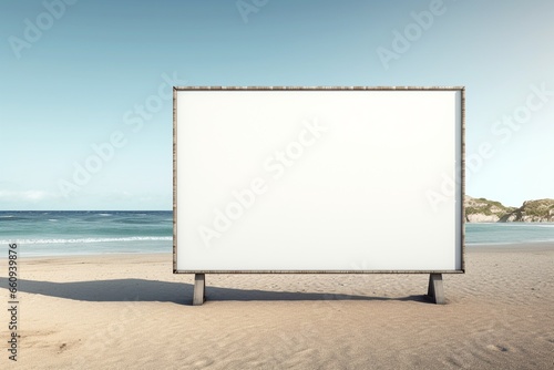 Seaside Blank Billboard: 3D Rendering