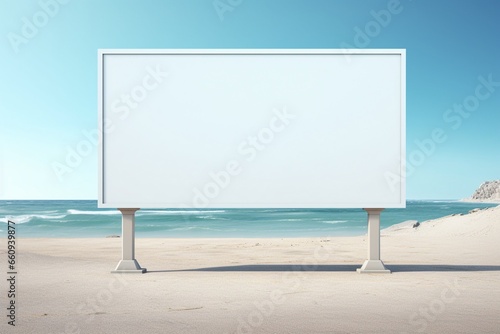 Seaside Blank Billboard: 3D Rendering