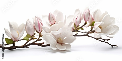 Beautiful magnolia flower bouquet isolated on white background. : Generative AI
