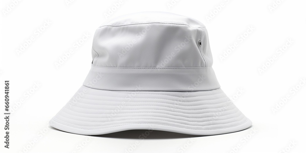 White bucket hat isolated on white background : Generative AI - obrazy, fototapety, plakaty 