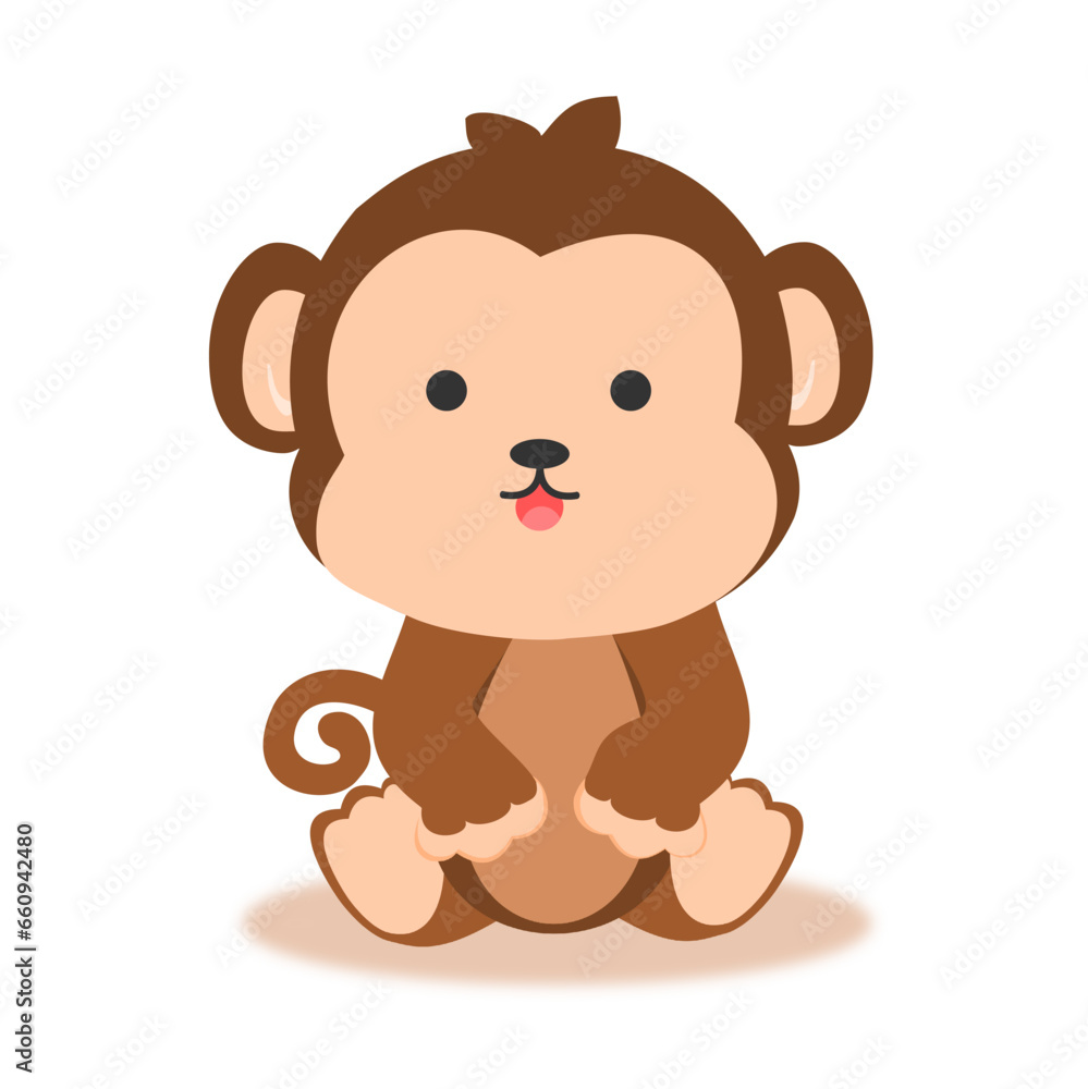 Cute monkey on white background. Illustration. Vector Cute monkey on white background. Illustration. Vector