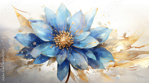 a painting of a blue flower on a white background.   Watercolor Painting of a Sapphire color flower, Perfect for Wall Art.