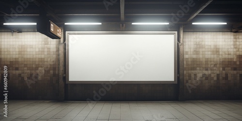 Subway platform screen door billboard : Generative AI photo