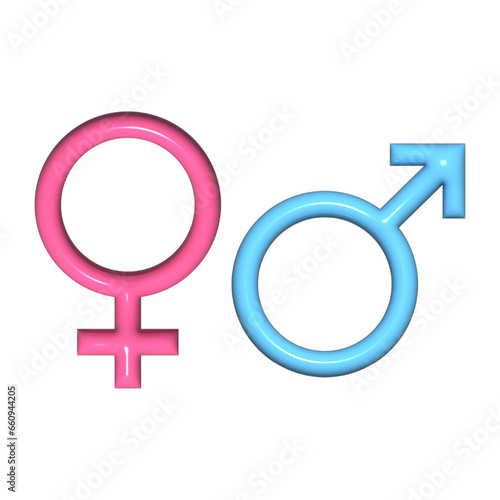 3D gender icons. Man and woman icon to indicate gender