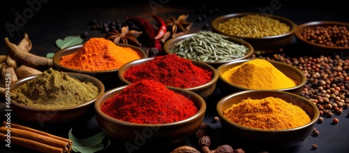 Spices from India are visible here With copyspace for text