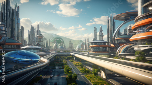 Concept future city skyline. Futuristic business vision concept © Ruslan Gilmanshin