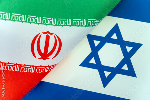 Billede på lærred Background of the flags of the israel, iran