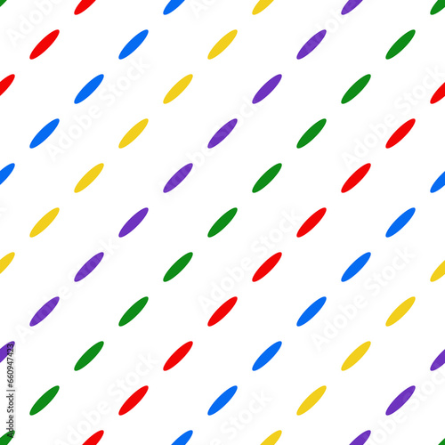 Abstract seamless pattern with multicolored dotted diagonal lines of colored ovals. Can be used for wallpaper, pattern fills, textile, web page background, surface textures