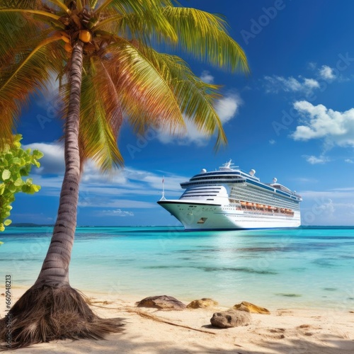 Caribbean Cruise with Palm Trees - Tropical Beach Vacation
