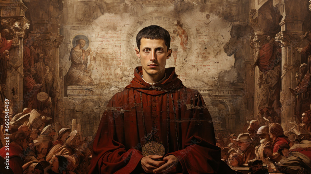 Portrait of St. Felix of Spoleto. Catholic saints series. - obrazy, fototapety, plakaty 