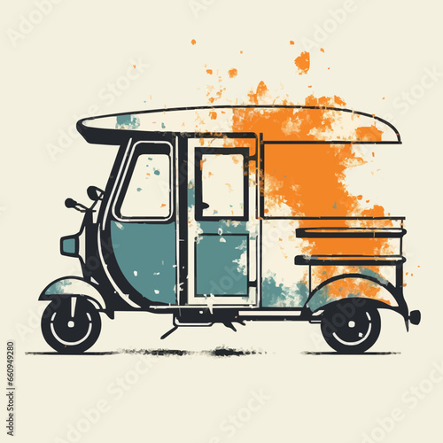 transportation rickshaw silhouette distressed re. Created using Generative AI Technology
