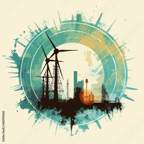 technology energy sources silhouette. Created using Generative AI Technology