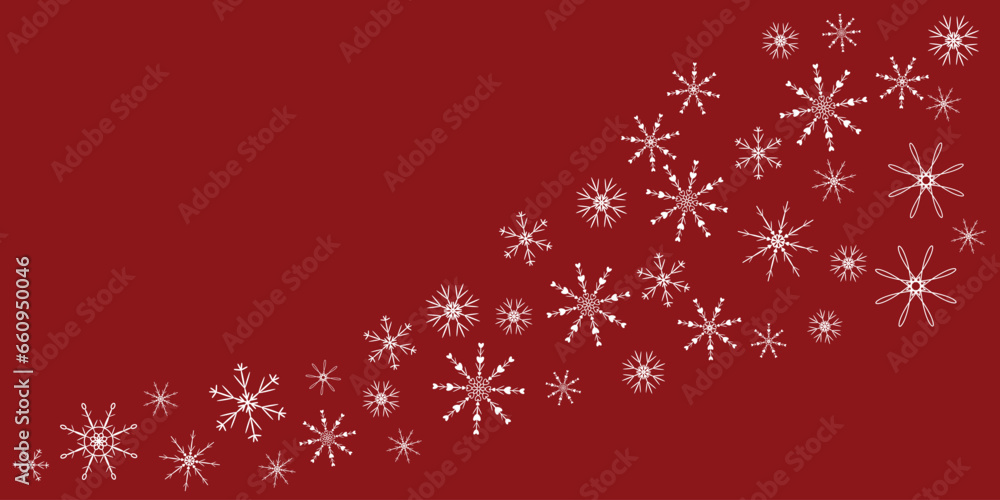 Red background Snowflakes wave Holiday design Template Celebration typography poster banner greeting card Happy new year Christmas Vector Illustration blank writing text Invitation Winter Joy Copy 