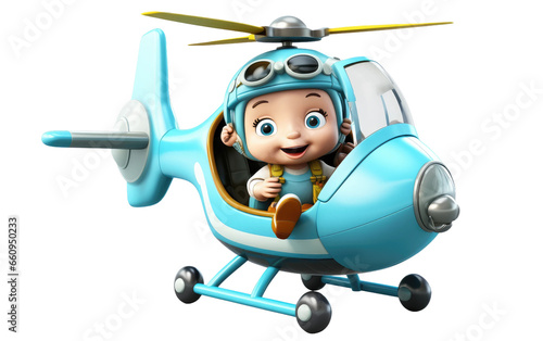 3D Cartoon of an Adorable Baby Helicopter on transparent background © zainab