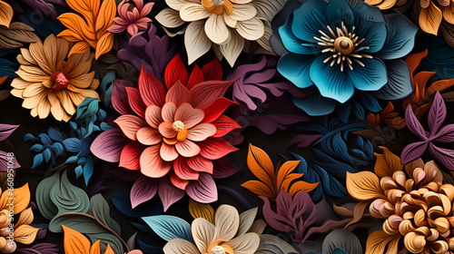 pattern with flowers blossom colour colorful fllora bloom Ai generated 