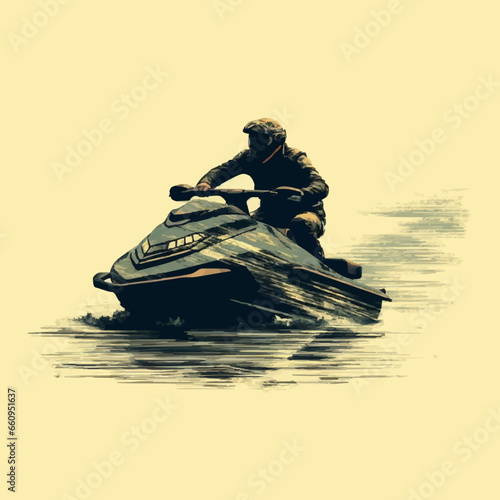 transportation jet ski silhouette distressed. Created using Generative AI Technology