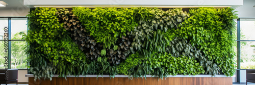 living wall tropical green plants background in a modern office