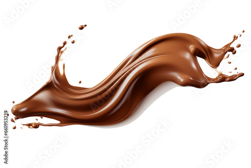 Chocolate splash isolated on white background.