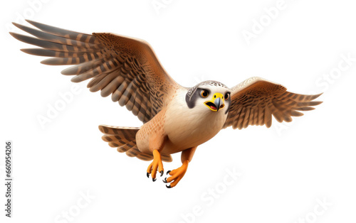 3D Cartoon of Falcon Soaring on transparent background