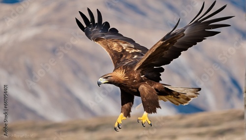 Golden eagle flying.