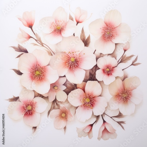 Watercolor floral bouquet isolated on white background.