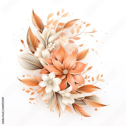 Watercolor floral bouquet isolated on white background.
