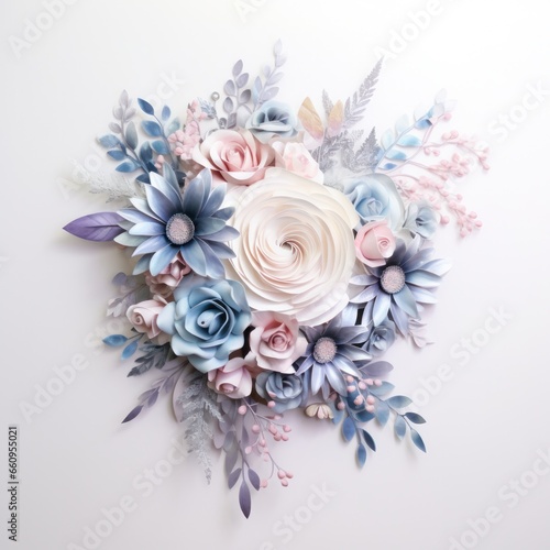 Watercolor floral bouquet isolated on white background.