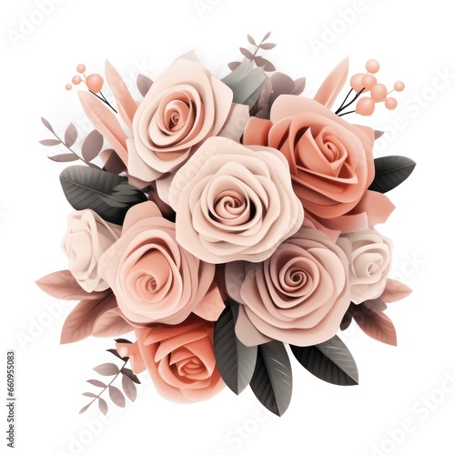 Watercolor floral bouquet isolated on white background.