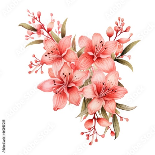 Watercolor floral bouquet isolated on white background.