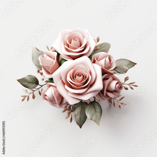 Watercolor floral bouquet isolated on white background.