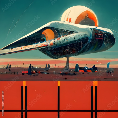 retro spacecore spaceport wallpaper  photo