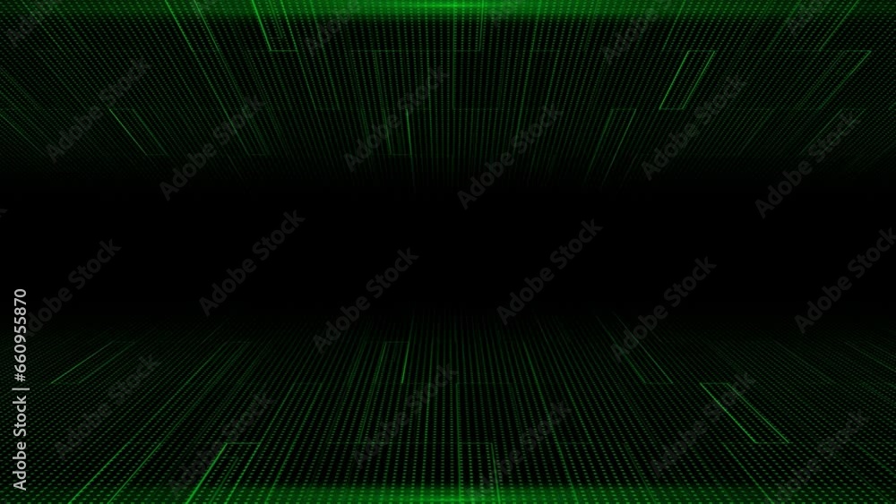 Modern flashing Green particles futuristic on dark black background Modern flashing Green particles futuristic on dark black background