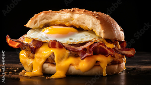 A bacon egg and cheese breakfast sandwich