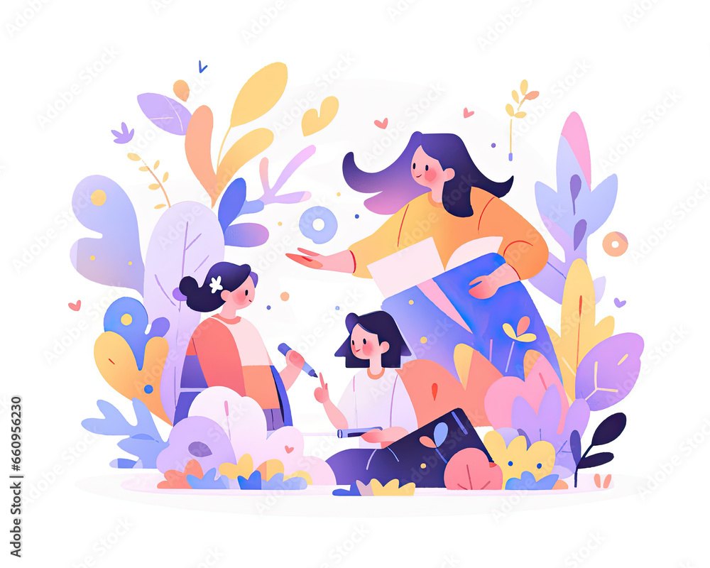 Flat abstract design of a person teaching, minimalism illustration, website, Ul design Flat abstract design of a person teaching, minimalism illustration, website, Ul design