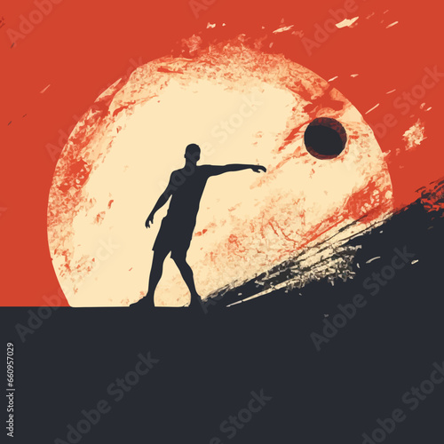 sports shot put event silhouette distressed. Created using Generative AI Technology