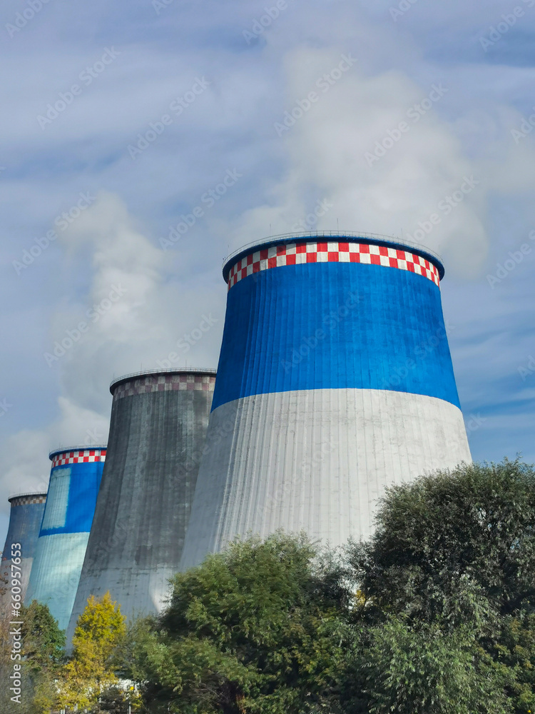 The pipes of the thermal power plant are smoking The pipes of the thermal power plant are smoking
