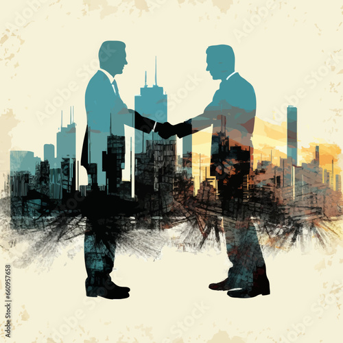 business company merger silhouette distressed re. Created using Generative AI Technology