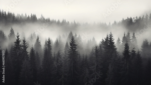A black and white photo of a forest © Cedar