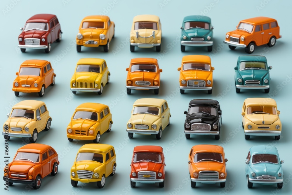 Miniature toy cars and trucks, Generative AI Miniature toy cars and trucks, Generative AI