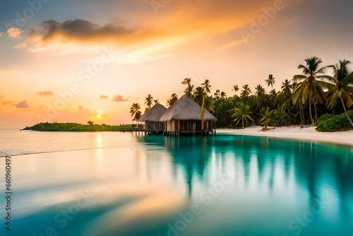 tropical resort at sunset © sehar