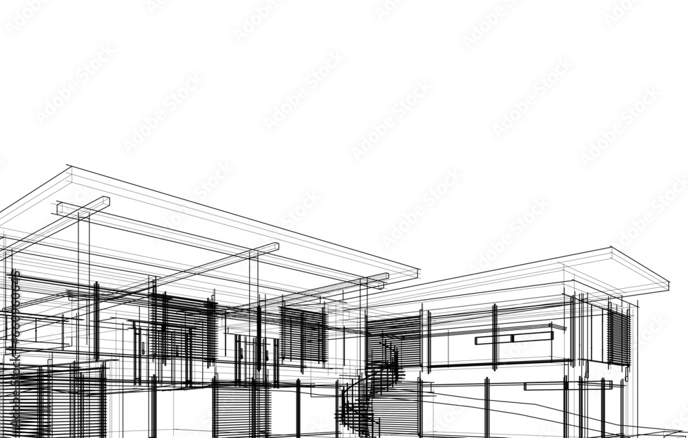 house building sketch architectural 3d illustration house building sketch architectural 3d illustration
