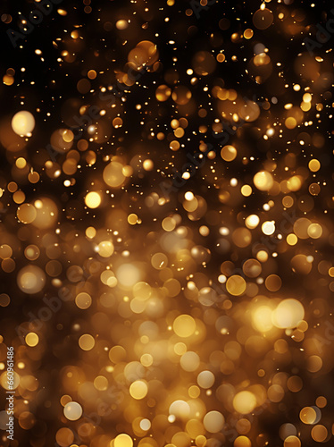 Gold glitters background. shimmering blur spot lights Bokeh Shiny gold light background