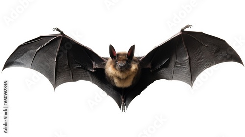 Black bat on white background without shadows