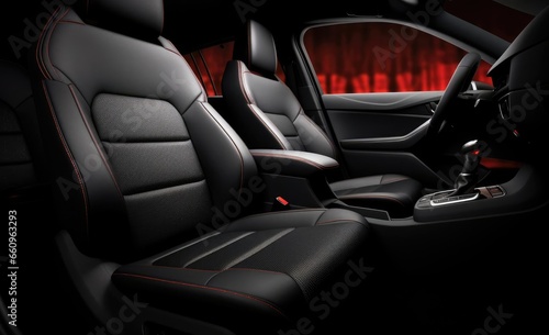 Red and black interior of a car © cherezoff