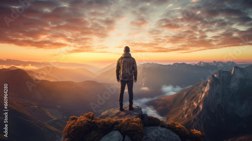 Silhouette of a man on top of a mountain