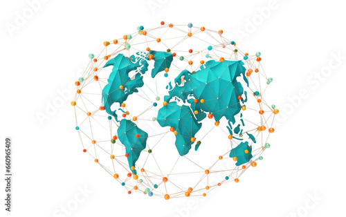 3D Global Connectivity with internet on transparent background