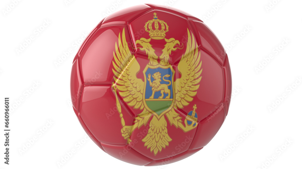 Montenegro flag football on transparent background Montenegro flag football on transparent background